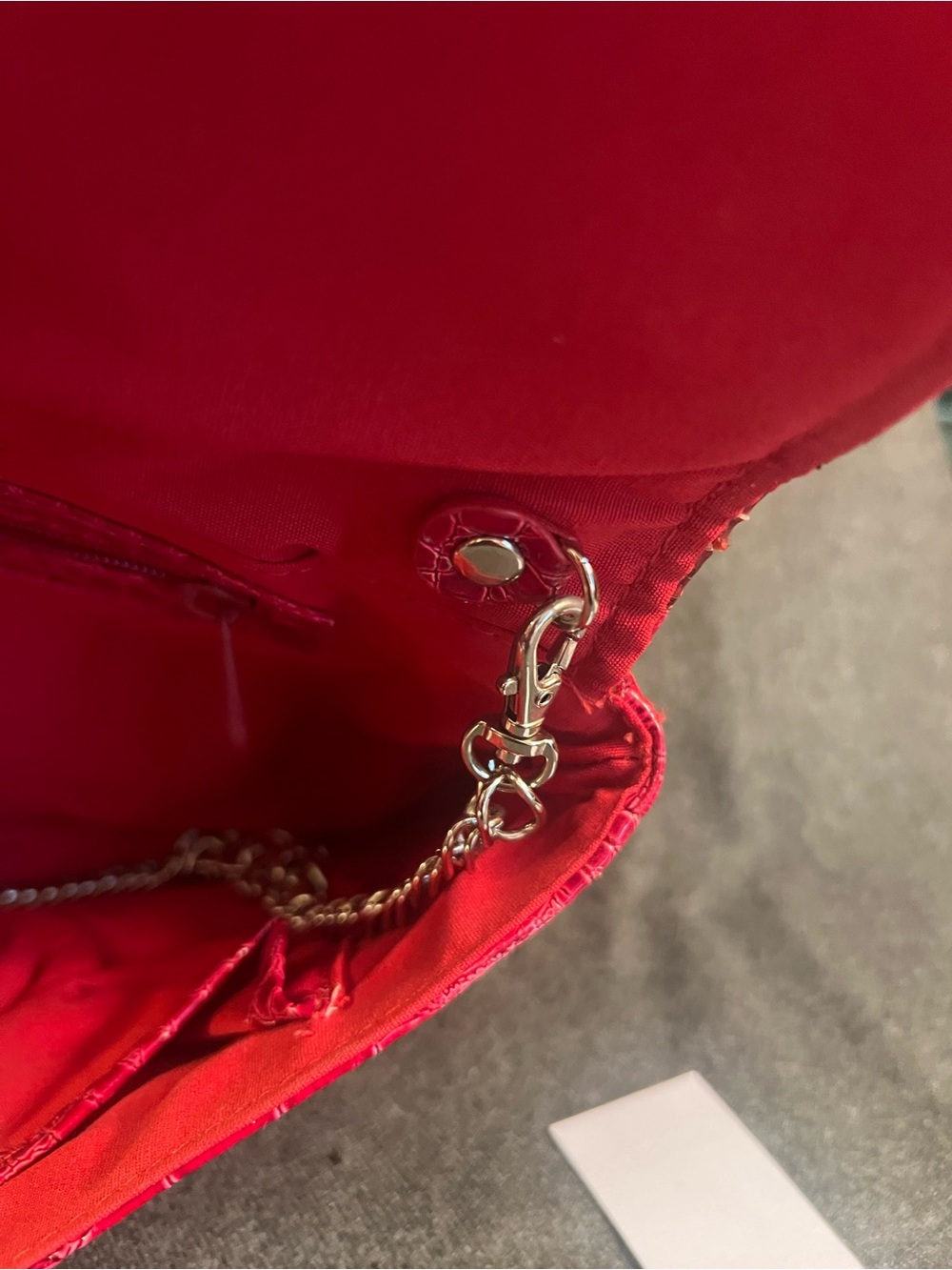 Red Croc-Embossed Leather Crossbody Clutch and matching belt -WHBM - Picture 3 of 3